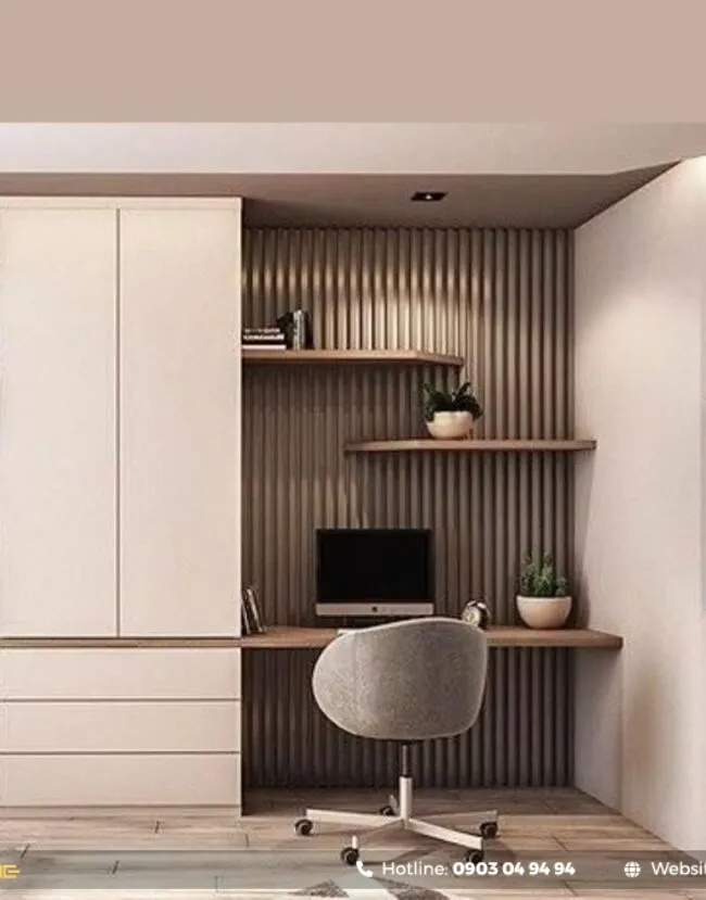 Tủ quần áo kết hợp bàn làm việc đa năng, tối ưu