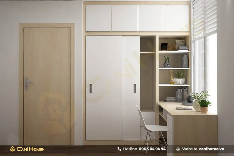 Góc làm việc và học tập tích hợp tủ quần áo