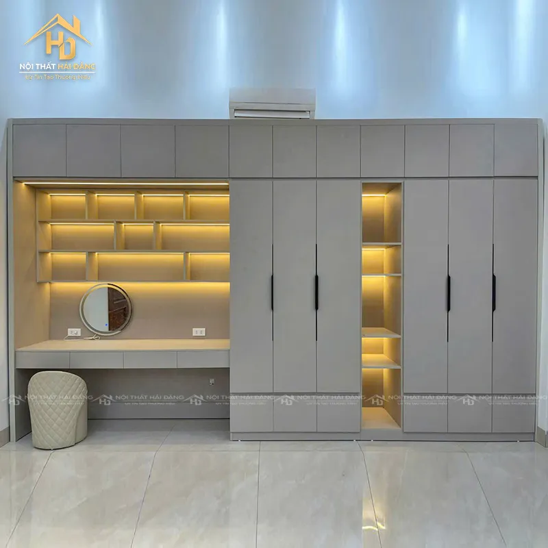 Tủ quần áo gỗ giá rẻ tích hợp bàn trang điểm tiện lợi