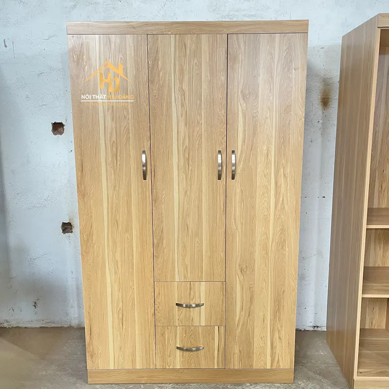 Tủ quần áo gỗ giá rẻ MDF có hộc kéo và kệ tiện lợi