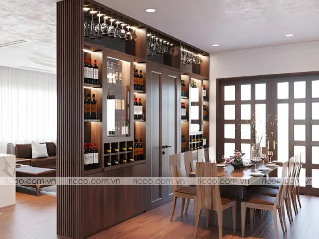 Màu của tủ rượi nên phối với màu chủ đạo của không gian