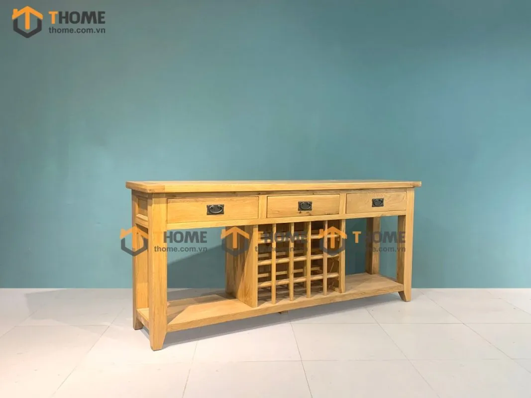 Tủ rượu gỗ sồi tự nhiên 3 hộc kéo 20 ô TR-02SM