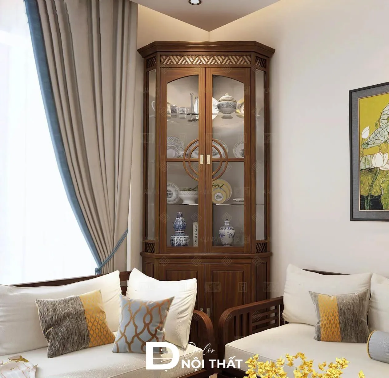 Tạo điểm nhấn cho phòng khách bằng mẫu tủ rượu góc độc đáo