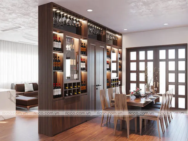 Mẫu tủ rượu ngăn phòng khách và bếp tiện lợi