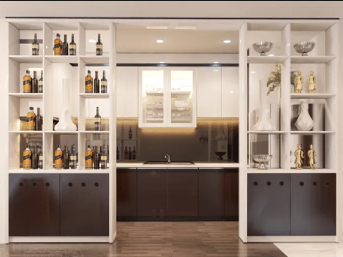 Tủ rượu gỗ óc chó walnut phong cách hiện đại sang trọng