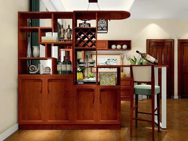 Tủ rượu gỗ tự nhiên với đèn chiếu điểm
