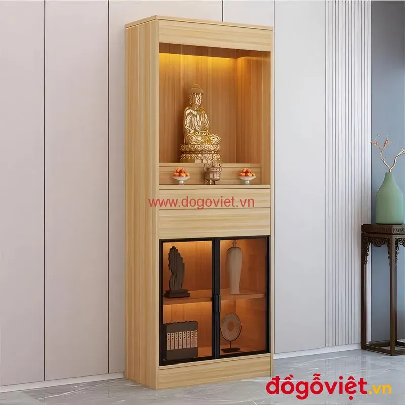 Tủ Thờ Gỗ Công Nghiệp: Mẫu tủ thờ chung cư kiểu đứng