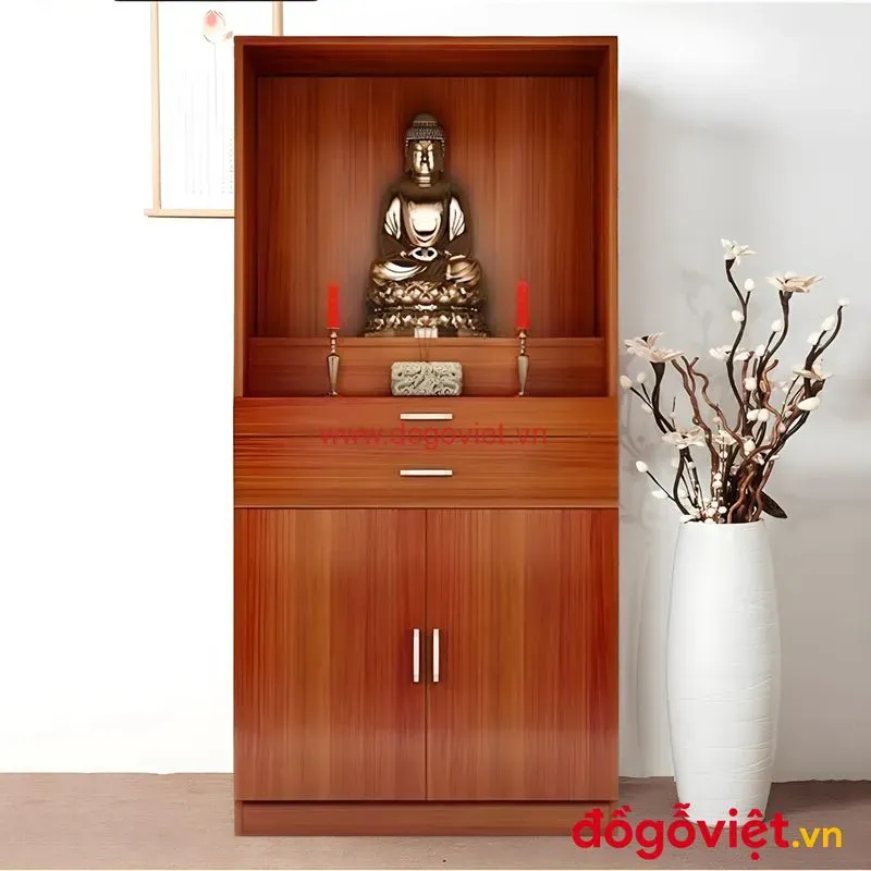 Tủ Thờ Gỗ Công Nghiệp: Mẫu thờ Phật và Gia Tiên