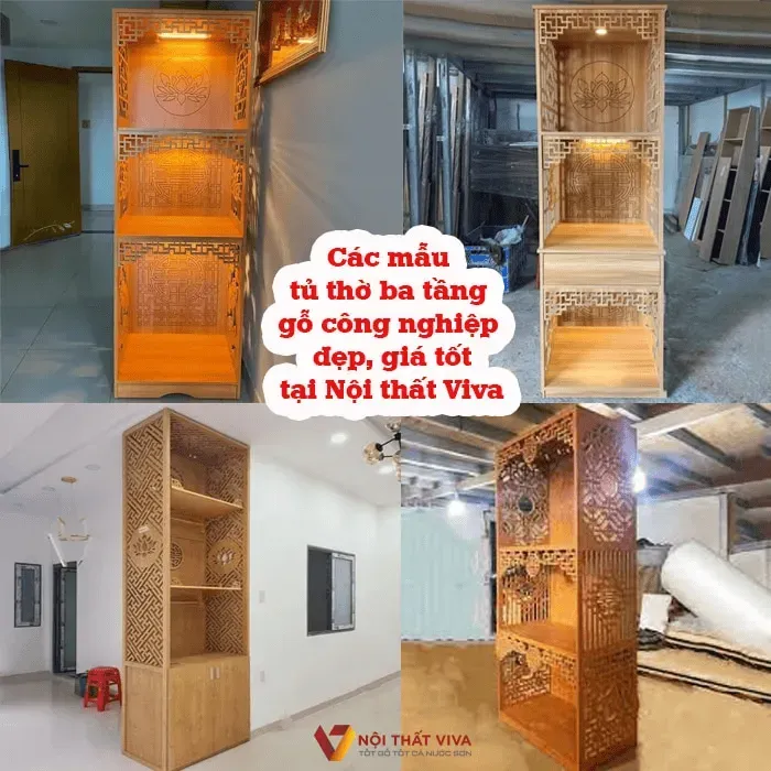 Tủ Thờ Gỗ Công Nghiệp: Tủ thờ 3 tầng