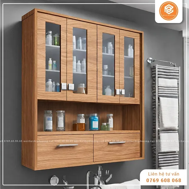 Mẫu tủ thuốc y tế treo tường 2 hộc tủ 4 cánh sang trọng