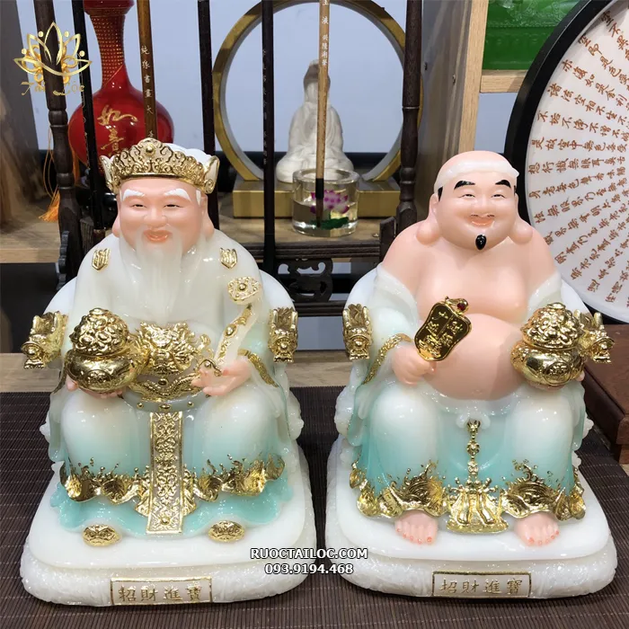 tượng ông địa thần tài bằng bột đá xanh ngọc hợp mệnh