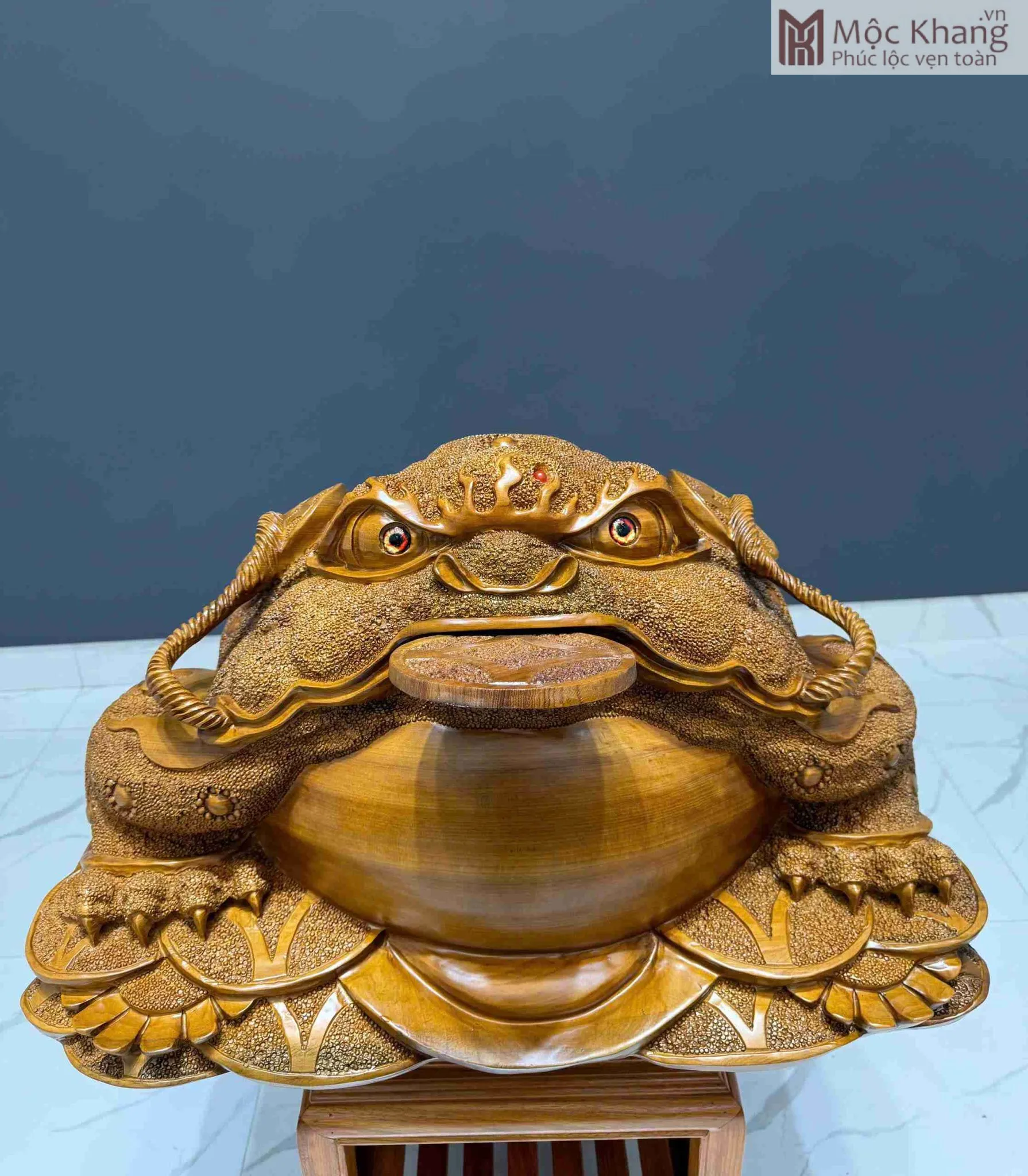 Cóc Ngậm Tiền Bằng Gỗ Ngọc Am Cao 42 (cm)
