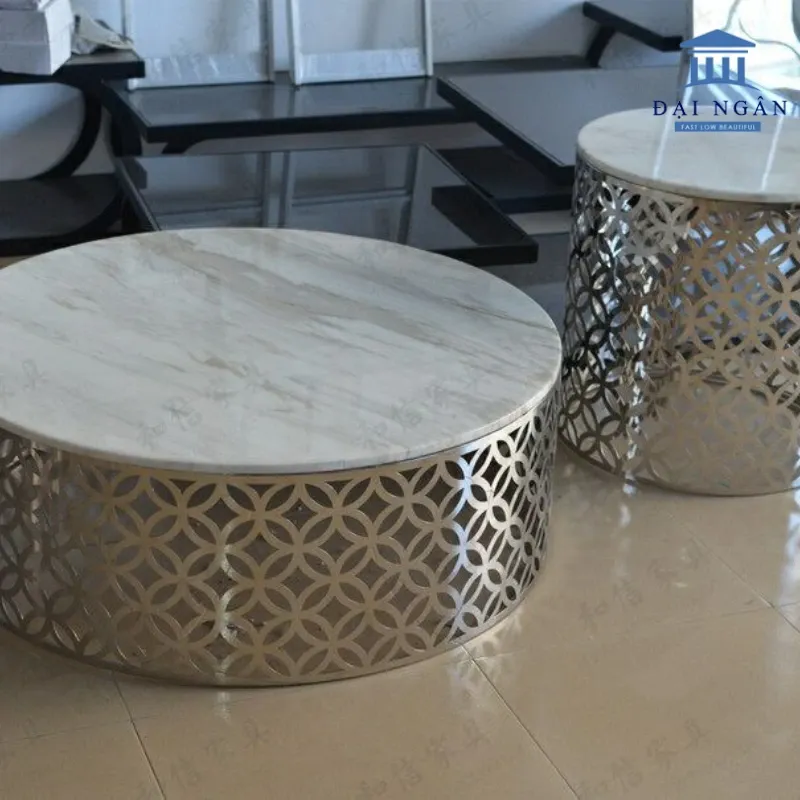 Bàn ghế inox nghệ thuật hoa văn độc đáo