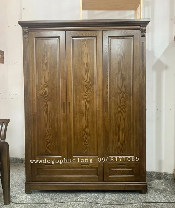 Tủ quần áo gỗ cẩm lai 5 cánh cao cấp với màu đỏ nâu bóng