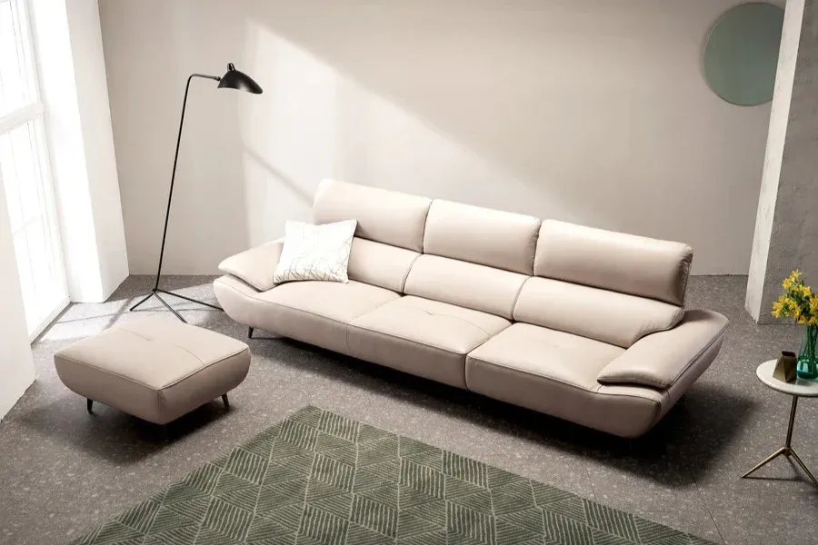 sofa da tone màu kem