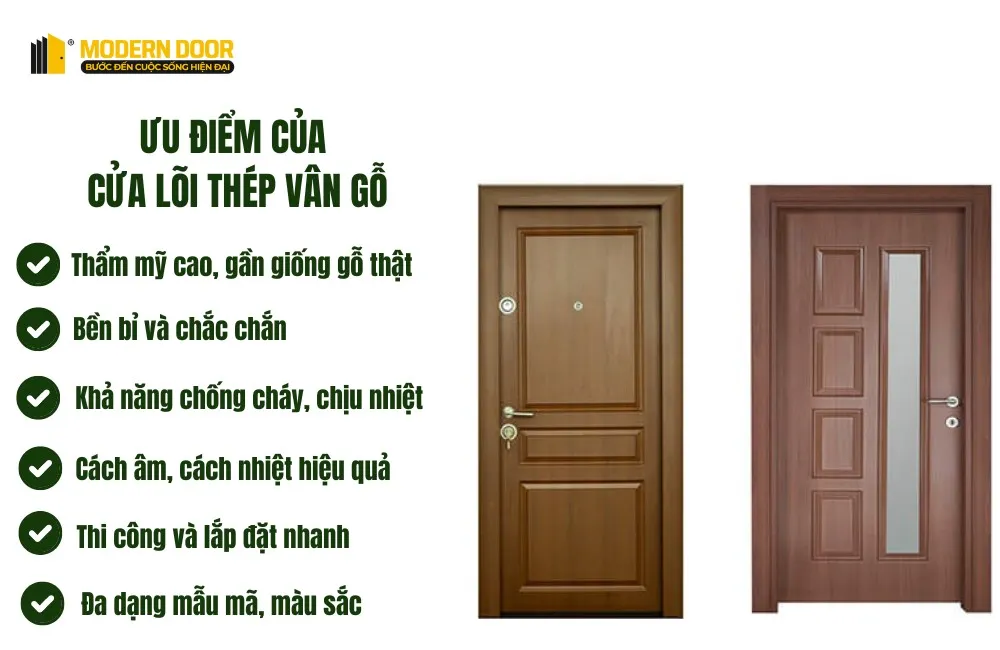 Ưu điểm của cửa thép vân gỗ