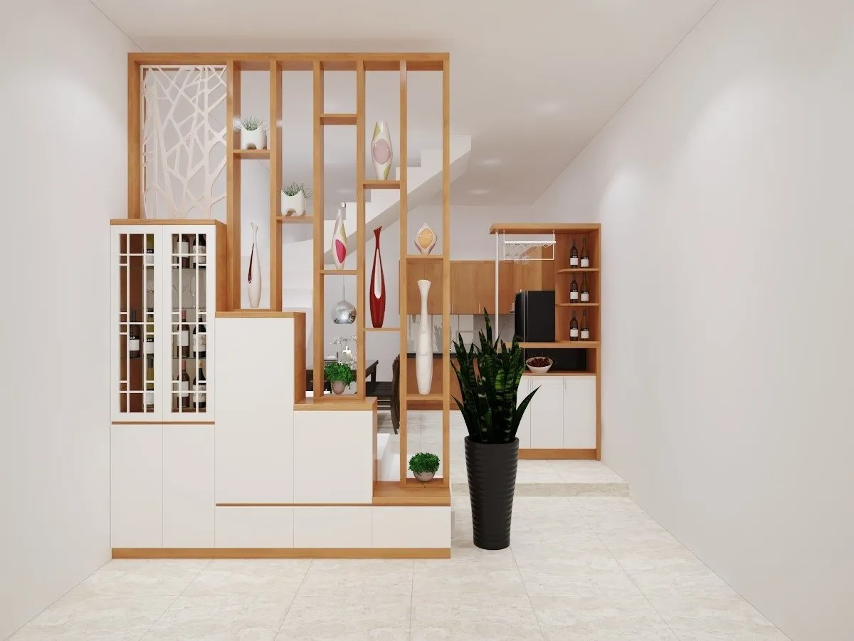 Thi công vách ngăn cầu thang phòng khách chuyên nghiệp