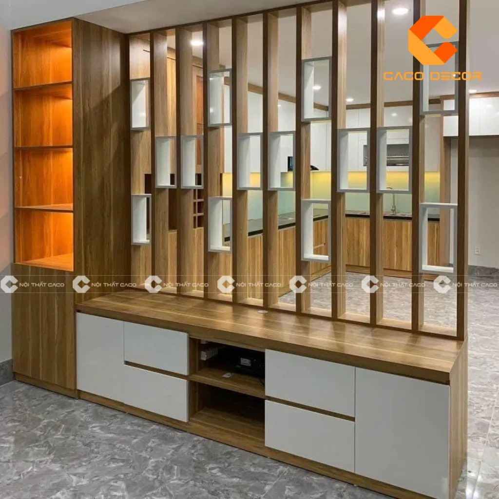 Vách ngăn kệ tivi với khả năng lưu trữ cao
