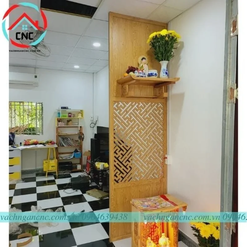 vách ngăn kết hợp bàn thờ cho căn hộ hiện đại