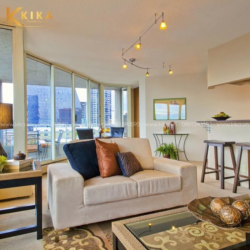 Vị trí kê sofa phù hợp sẽ giúp cho không gian phòng khách thêm tiện nghi hơn