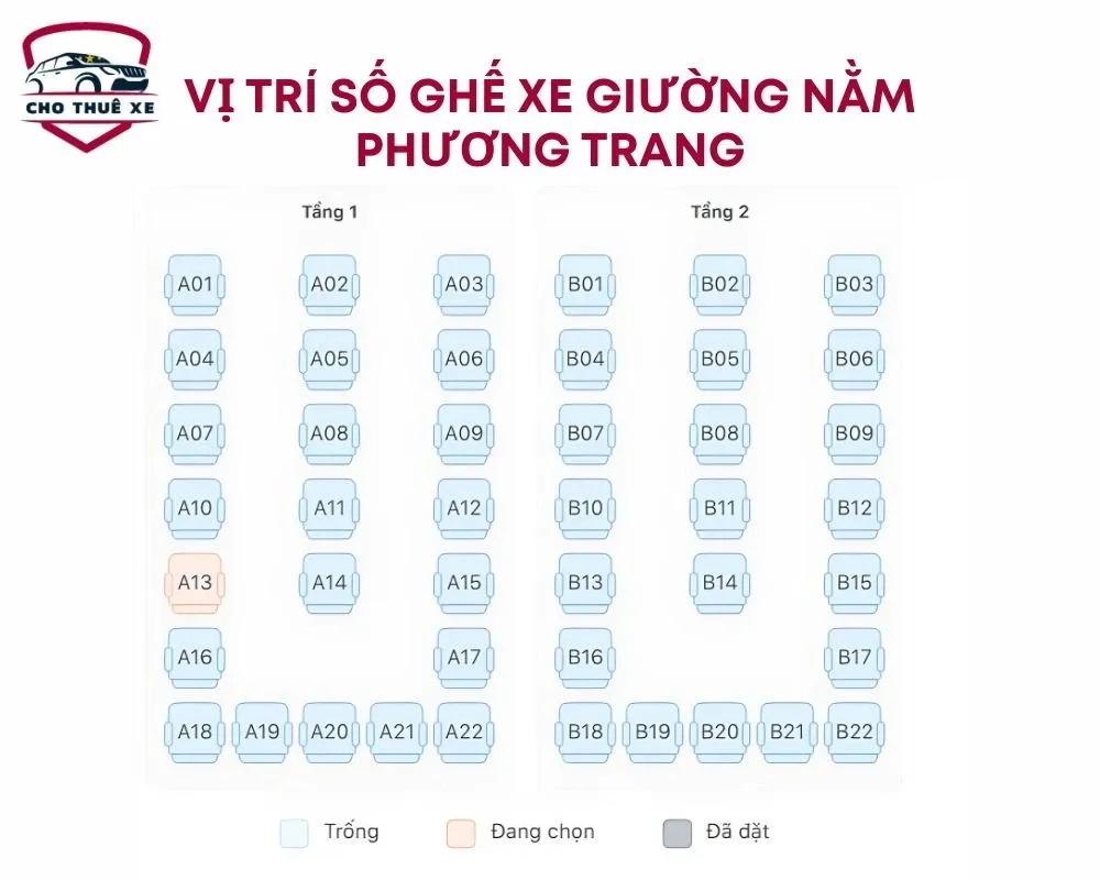 Cách Đánh Số Và Vị Trí Số Ghế Xe Giường Nằm Phương Trang