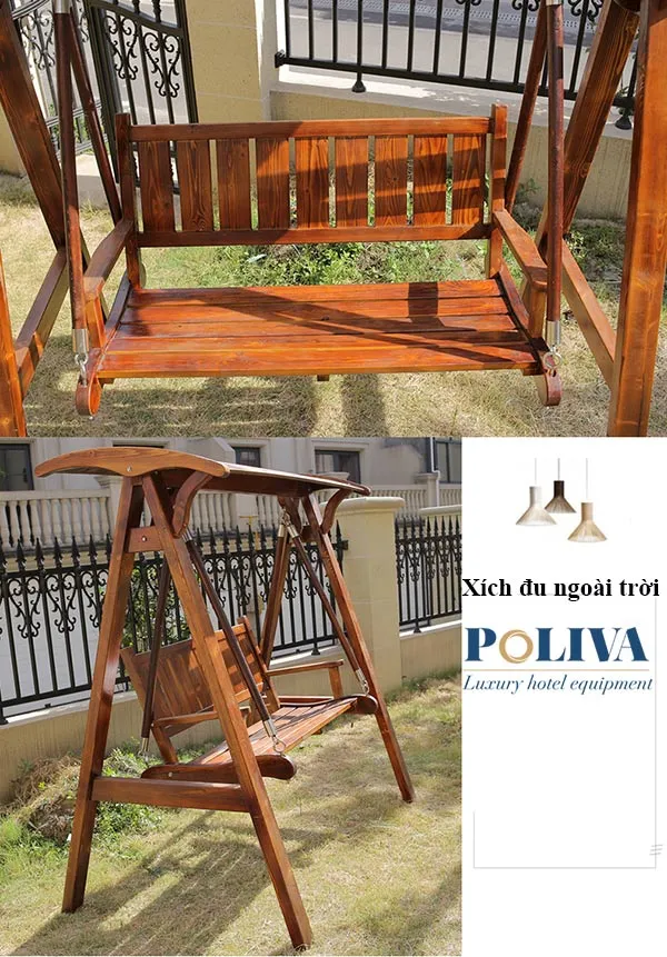 Xích đu được làm từ gỗ thịt cao cấp, chịu được mọi tác động của thời tiết