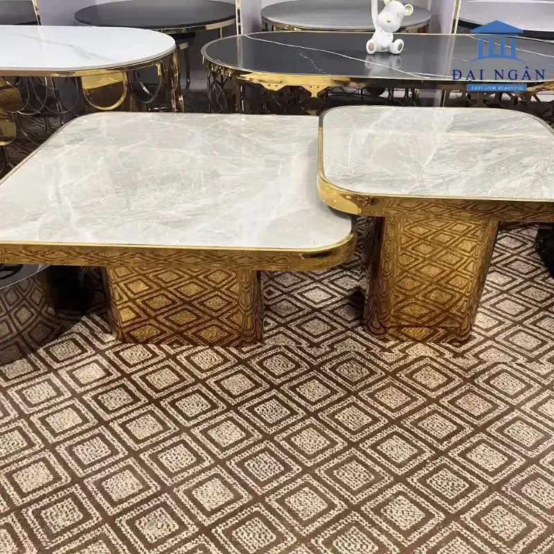 Bàn trà sofa chân inox mạ vàng nhập khẩu