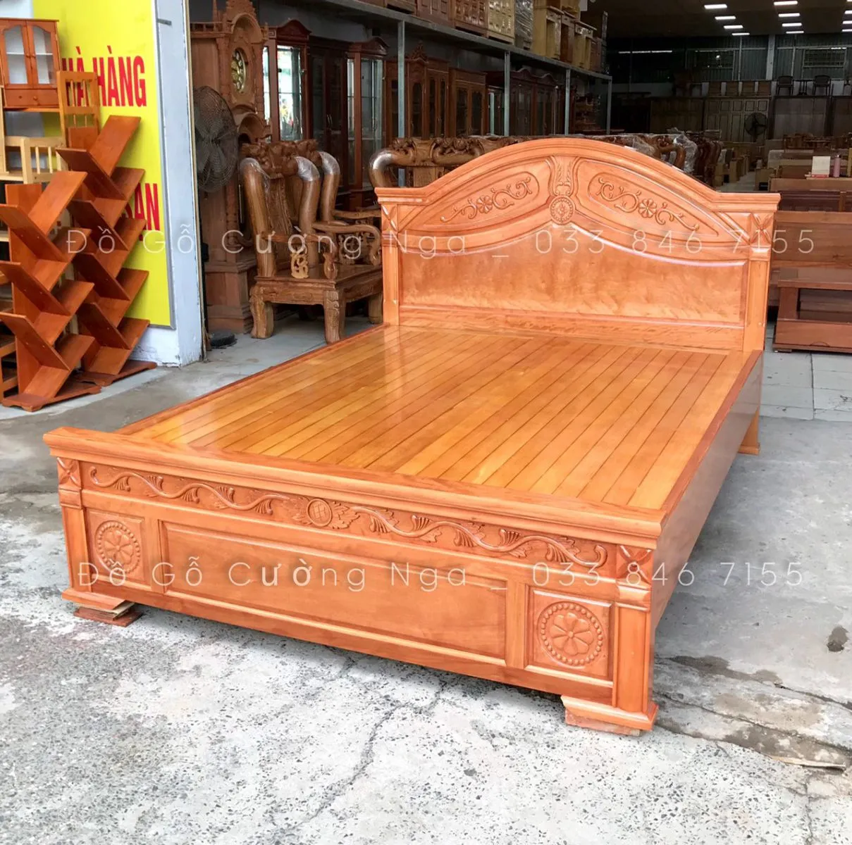 Giường gỗ đinh hương vạt phản chân cao dễ dàng vệ sinh