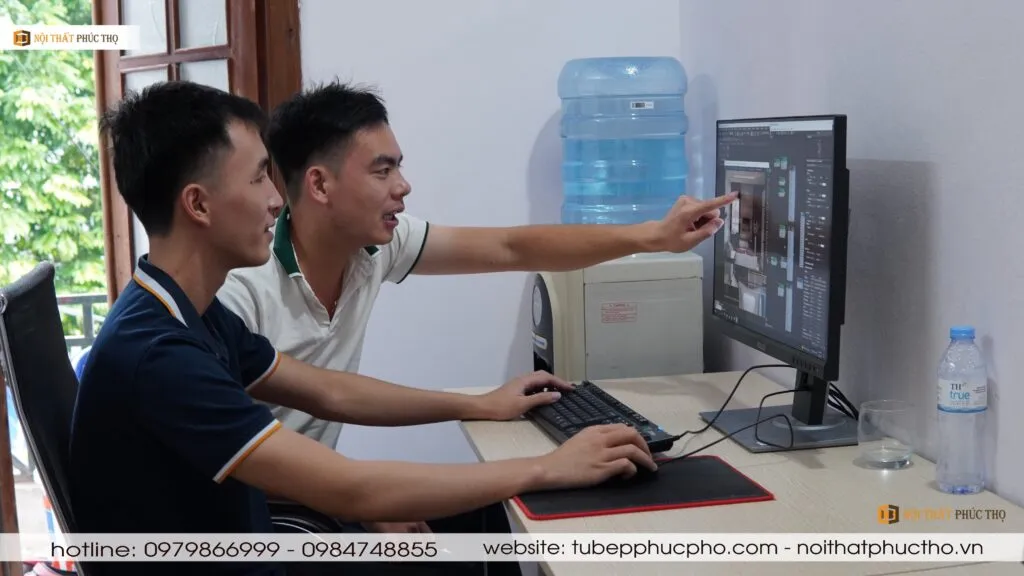 Gia công tủ bếp gỗ sồi Mỹ