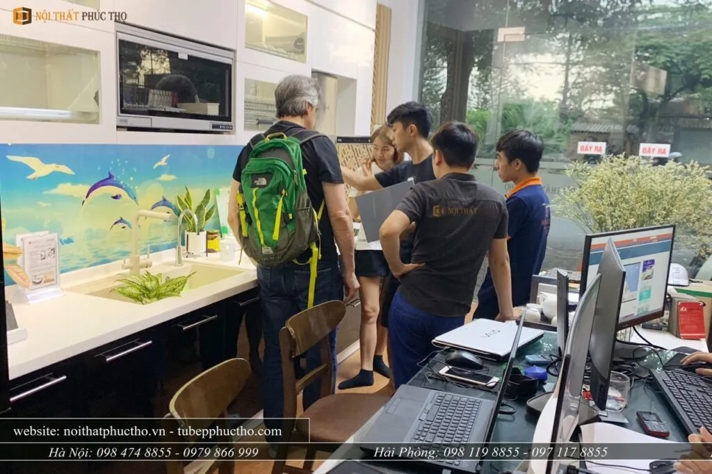 Quy trình sản xuất tủ bếp gỗ sồi Mỹ