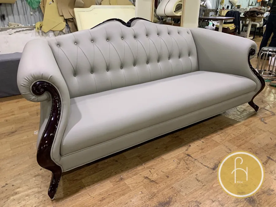 Sofa chữ L bọc vải nỉ làm theo yêu cầu