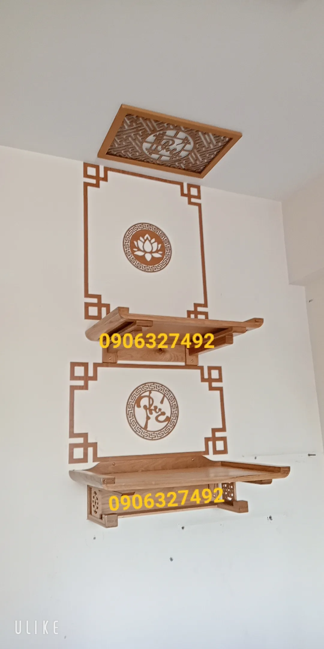 Bàn thờ 2 tầng cho phòng thờ ở phòng khách