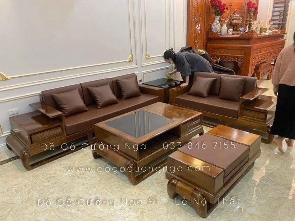 Ghế sofa 2 văng gỗ sồi Nga cao cấp
