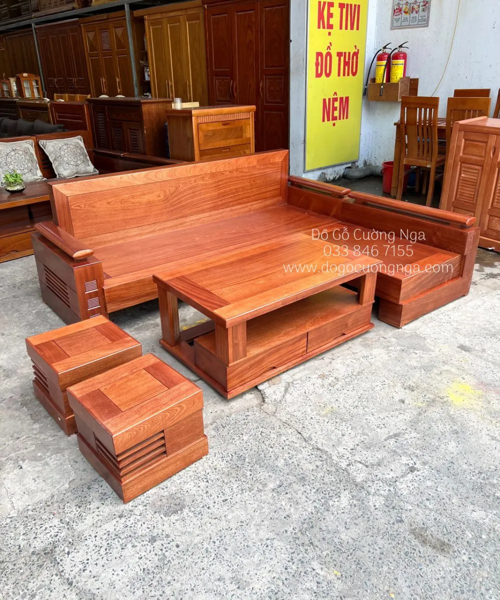 Ghế sofa gỗ xoan đào nguyên khối chất lượng cao