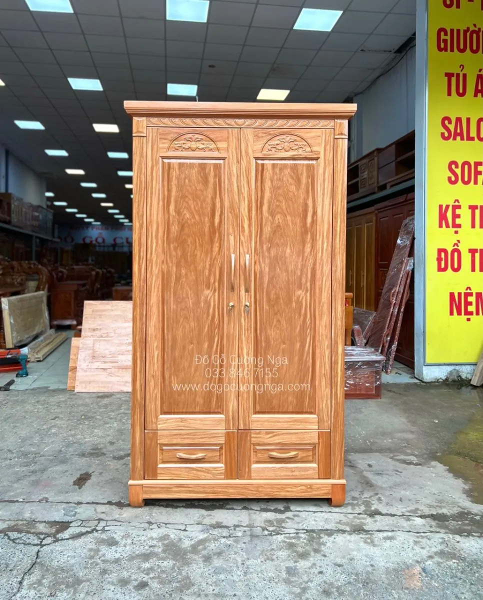 Tủ áo gỗ hương thiết kế đẹp mặt với các chi tiết chạm khắc tinh tế
