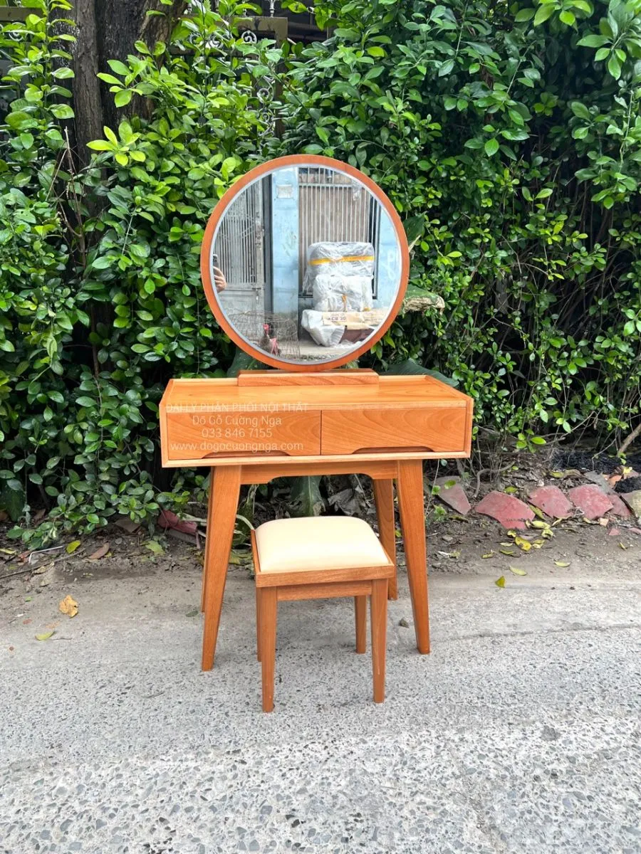 Bàn trang điểm gỗ gõ đỏ hiện đại tối giản