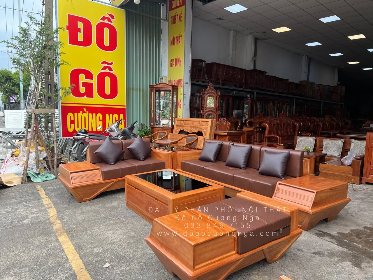 Bộ bàn ghế gỗ sofa hiện đại làm từ gỗ gõ đỏ cao cấp
